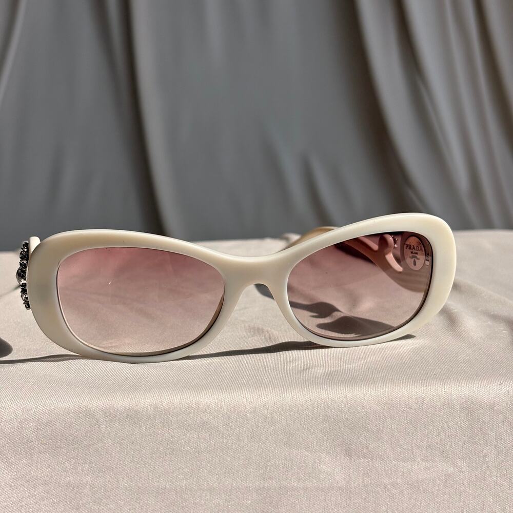 Prada Crystal Absolute Collection 33P Minimal Baroque Sunglasses White Crystal - Picture 10 of 16